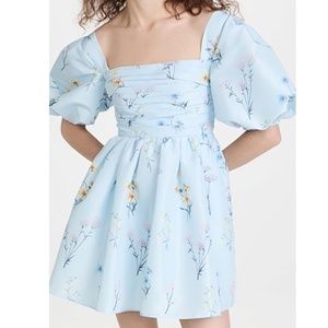Self-Portrait Light Blue Floral Mini Dress